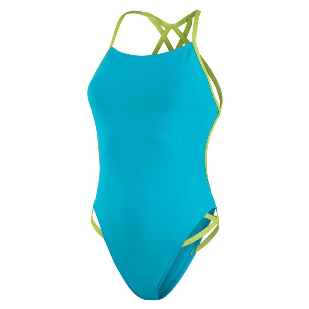 Speedo Damen Solid Freestyler 1 Stück Badehose, Grün (Aquarium/Atomic Lime), XL