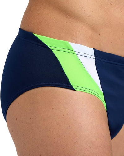 ARENA Herren Men's Swim Briefs Panel Swim Briefs 50 Navy-soft Green-white, 50 Navy-soft Green-white