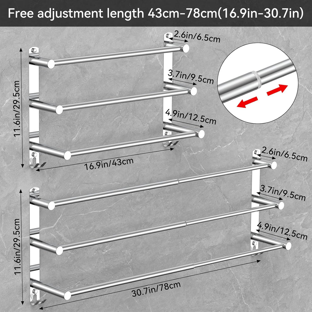 Handtuchhalter Ausziehbar 43-78CM ohne Bohren Edelstahl doppelt handtuchstange Bad Wand kleben badet