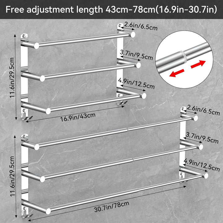 Handtuchhalter Ausziehbar 43-78CM ohne Bohren Edelstahl doppelt handtuchstange Bad Wand kleben badet