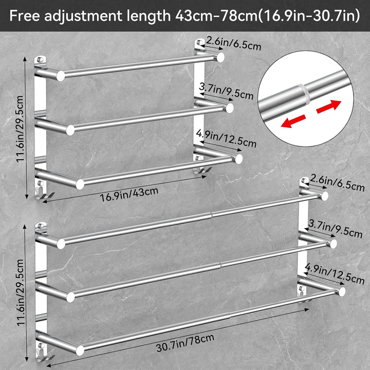 Handtuchhalter Ausziehbar 43-78CM Edelstahl Ohne Bohren Handtuchstange Wand Wandregal Geeignet für B