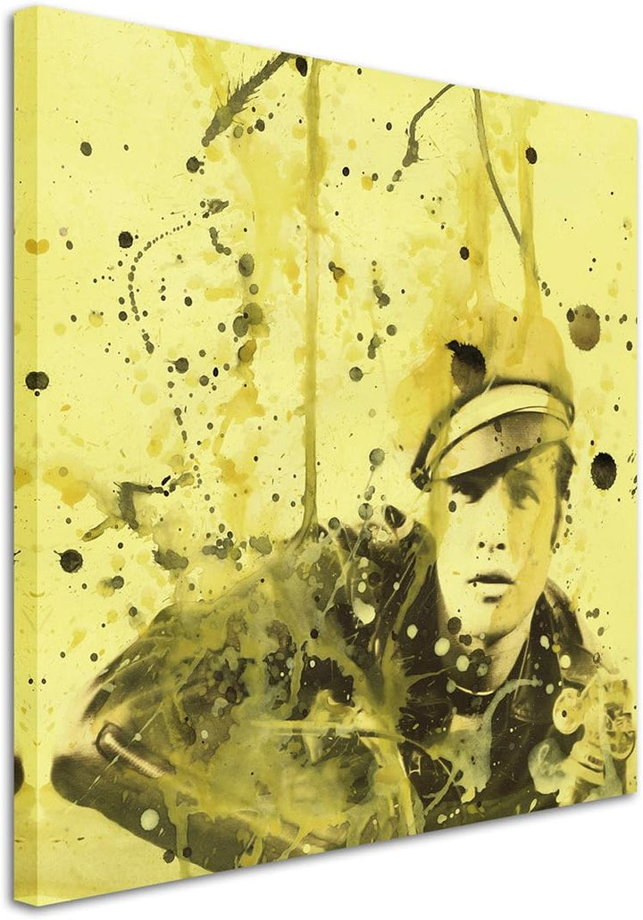 Marlon_Brando_IIII_60x60cm Splash Art Paul Sinus Aquarell, Gemälde, Kunstbild auf Leinwand