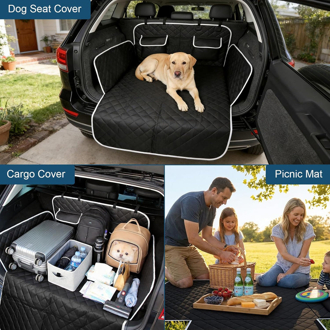 Kofferraumschutz Hund mit Seiten- & Ladekantenschutz – Universal Hundedecke Auto Kofferraum mit Tasc