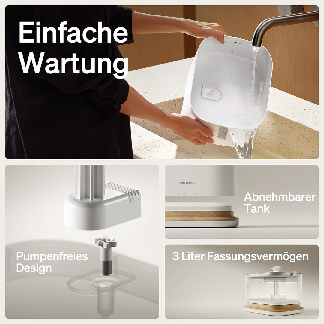 PETLIBRO Upgrade Katzenbrunnen - Kabelloser Trinkbrunnen für Katze mit App-Überwachung, 3L/101oz Doc