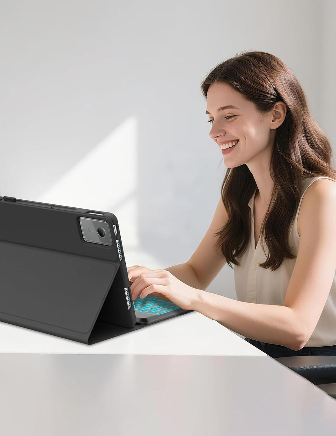 Für Idea Tab Plus 12.1" Tastaturhülle mit Beleuchtung QWERTZ Schwarz Idea Tab Plus 12,1" (2025) TB36