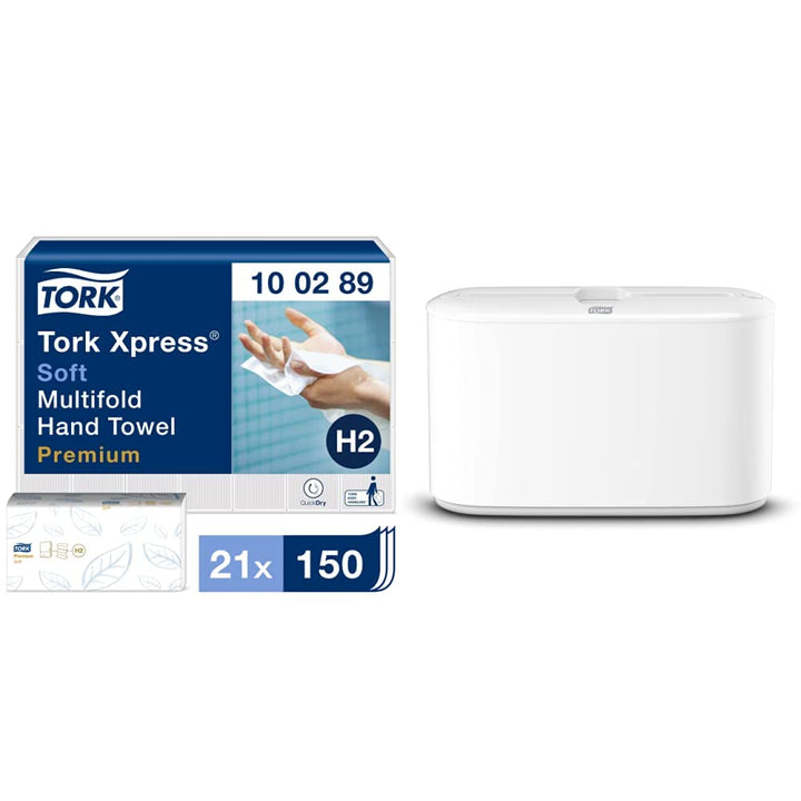 Tork Xpress weiche Multifold Papierhandtücher 100289 - H2 Premium Falthandtücher, 2-lagig, weiss & X