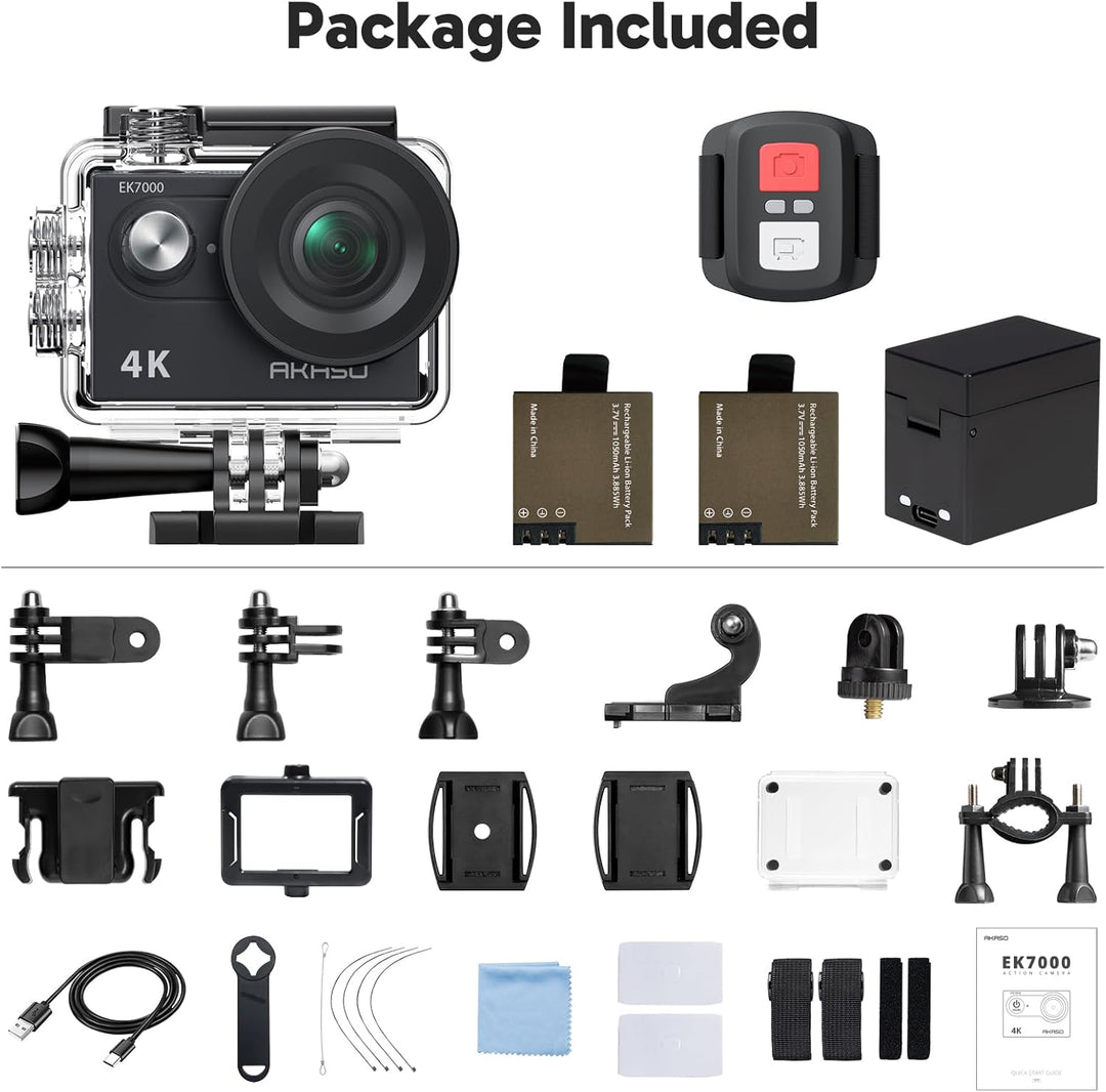 AKASO Sportkamera 4K 30 fps 20 MP WiFi – 4K Kamera wasserdicht bis 30 m mit Stabilisierung (EIS), 4