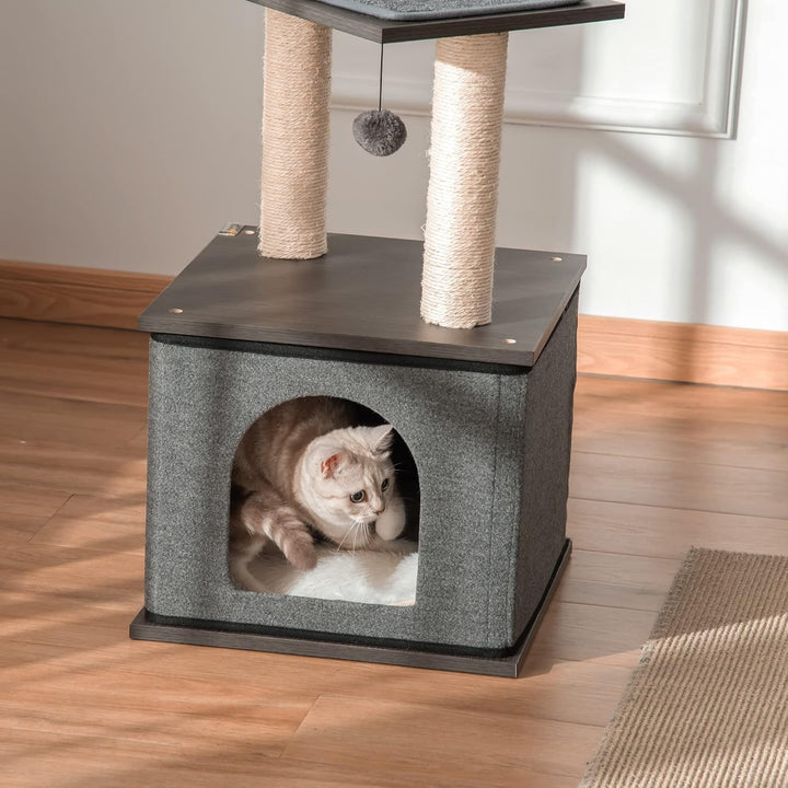 PawHut Katzenkratzbaum Katzenspielzeug Kletterbaum Spielmöglichkeiten Spielsisal Spielseil PB-Platte