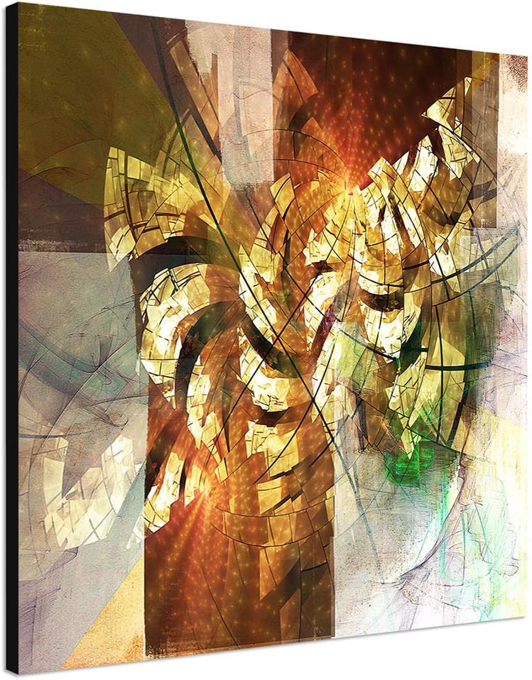 Paul Sinus Art Kunstdruck Abstrakt408_60x60cm - Leinwandbild Herbstfarben - Abstrakter Wirbelsturm -
