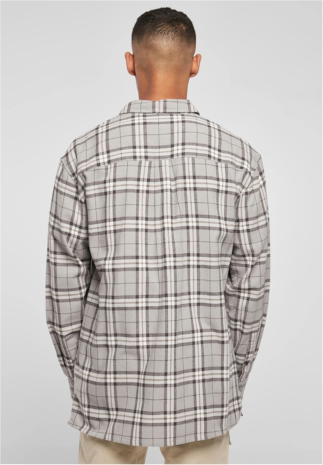 Urban Classics Herren Long Oversized Grey Check Shirt Standard S Grey/Black, Standard S Grey/Black