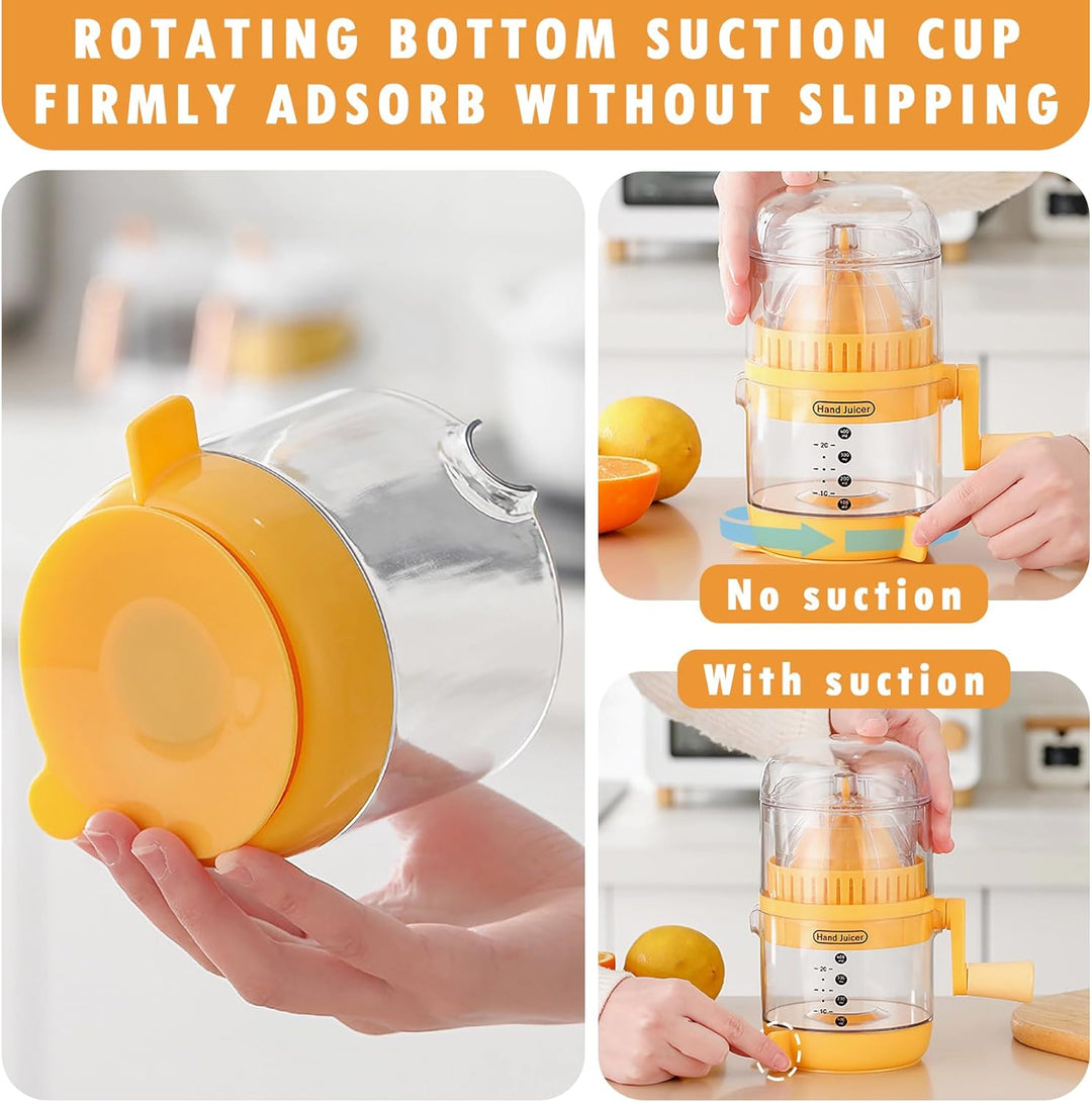 Juicer Machine Saftpresse Manuell 2-in-1 Zitronen-Orangen-Zitruspresse mit Deckel und Griff citrus j