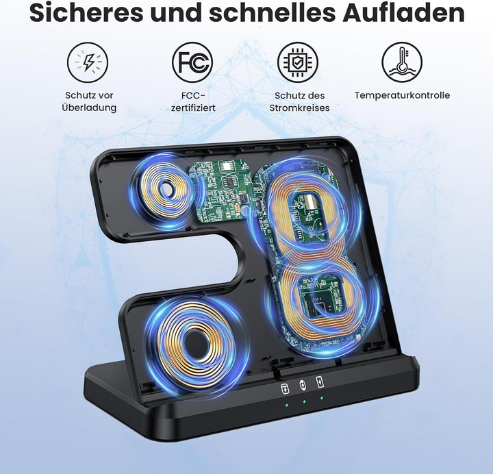 seacosmo 3 in 1 Induktive Ladestation für Samsung, 18W Wireless Charger für Galaxy Watch 8/7/ Ultra