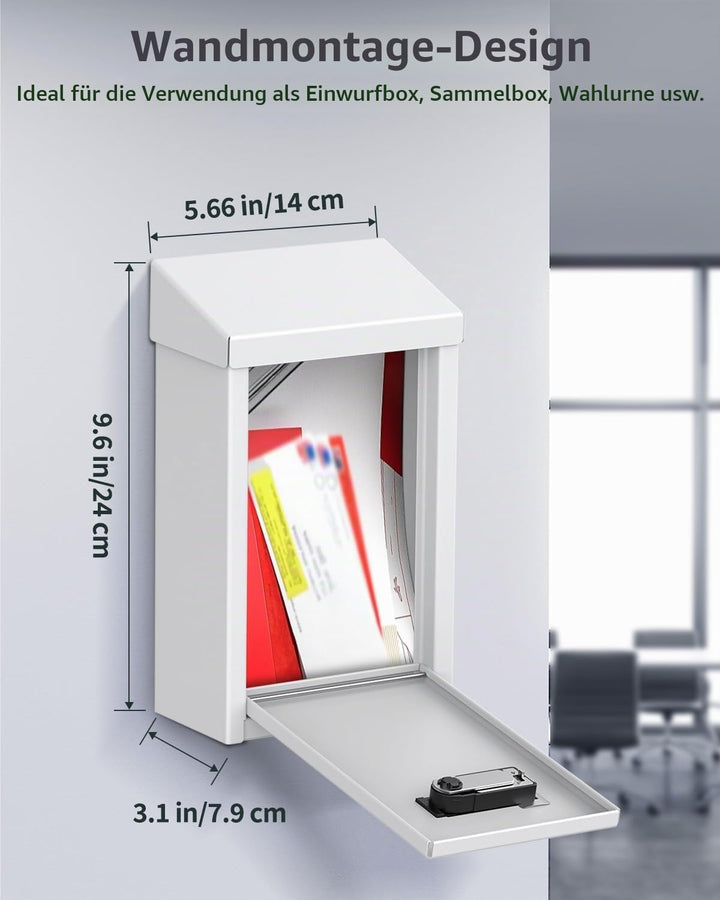 Uniclife Metall Briefkasten für Aussenbereich mit Zahlenschloss, sichere Spenden und Sammlungsbox mi