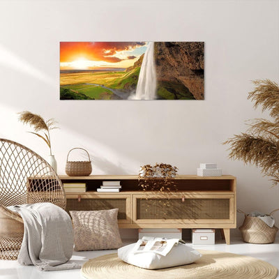 Wandbilder Dekoration Wohnzimmer Geologie island Wiese Panorama Bilder auf Leinwand 120x50cm Leinwan