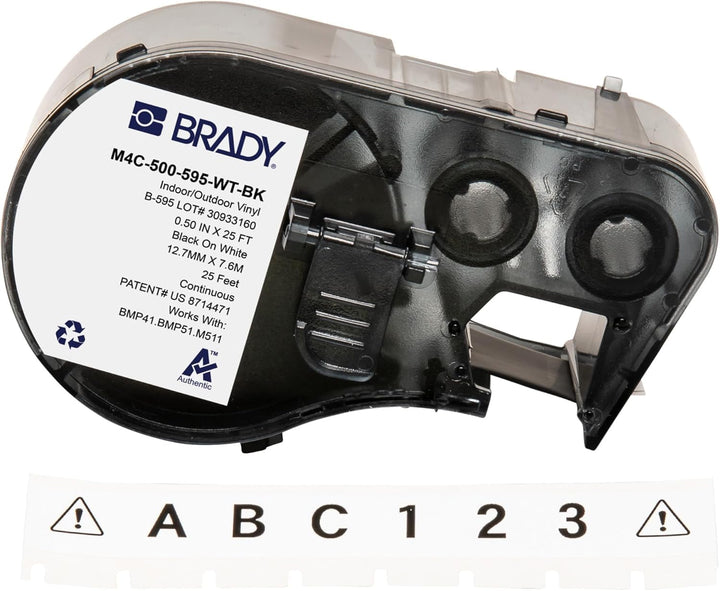 Brady Vinyl-Etikettenband für Etikettendrucker BMP41/BMP51/BMP53/M511, selbstklebende Druckeretikett
