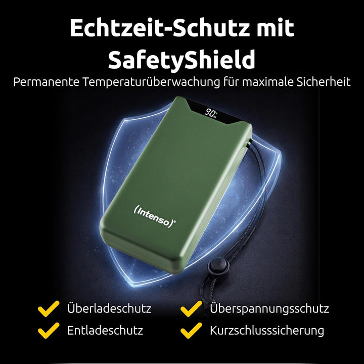 Intenso Powerbank F20000 – 20000 mAh, USB-C & USB-A, Power Delivery & Quick Charge, 20W, Schnelllade
