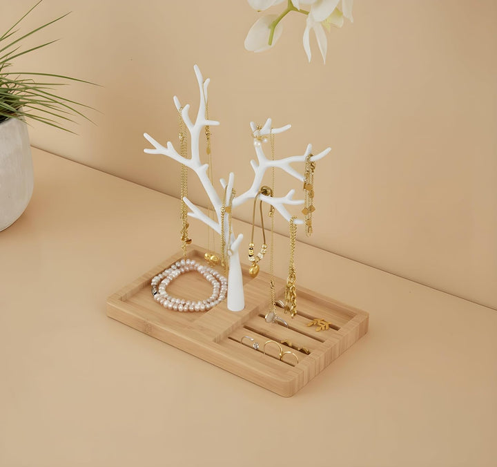 Schmuckbaum Weiss Gold, Schmuckhalter Weiss, Schmuckständer Schwarz, Schmuckaufbewahrung Rose Gold W