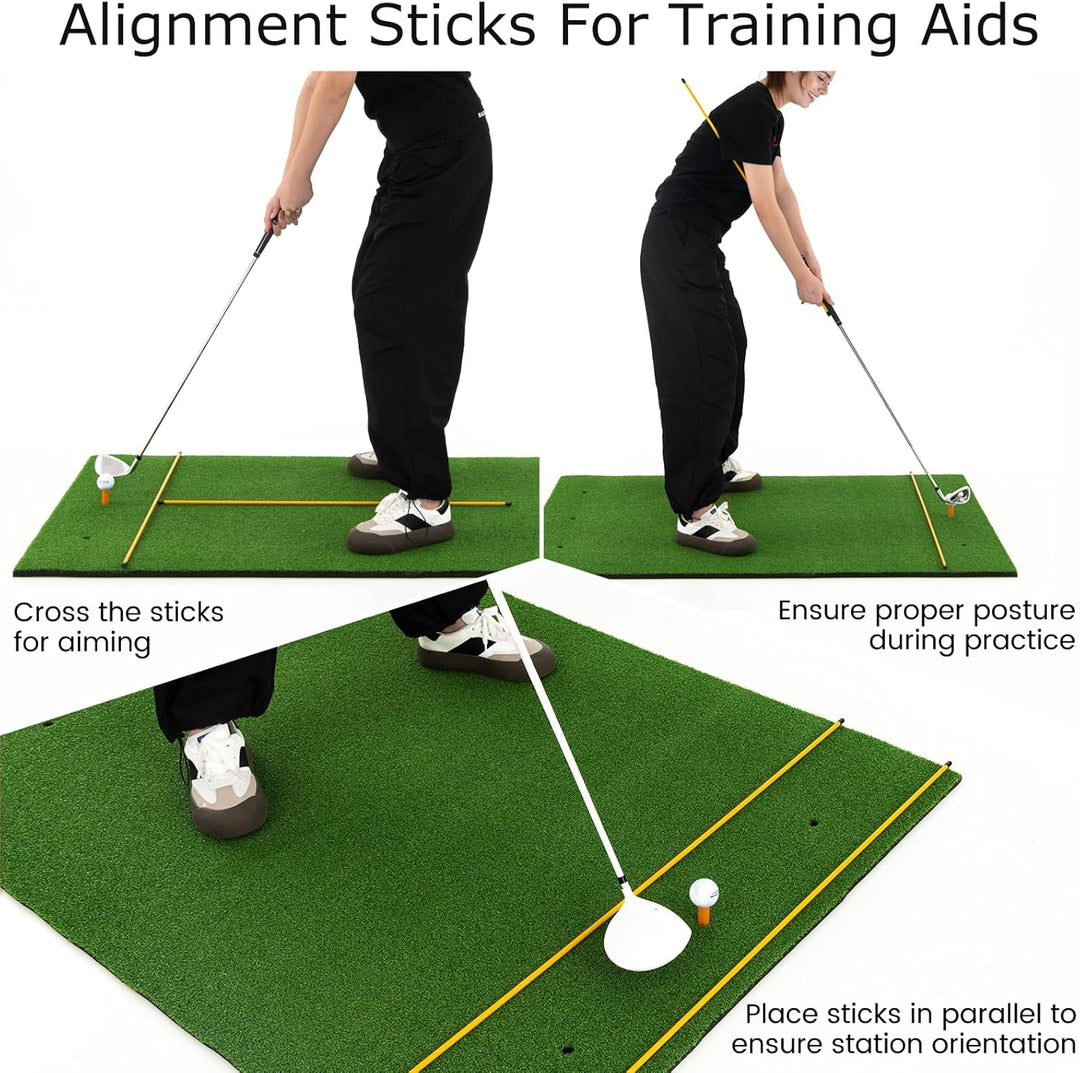 LIFEZEAL Golf Übungsmatte, Abschlagmatte Golf mit 6 Abschlagpositionen, Outdoor Sports Golf Training