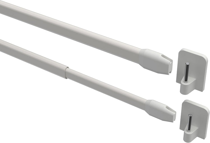 Interdeco Vitragestangen mit Klebehaken/Scheibenstangen Weiss (4 Stück), ausziehbar 100-180 cm, 100-