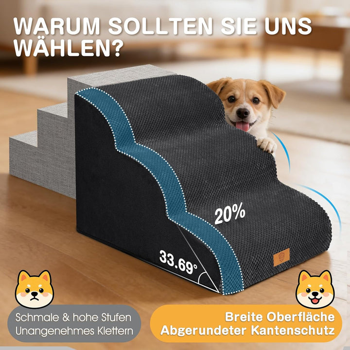 Zvonema Hundetreppe für kleine Hunde, Haustiertreppe,wasserdicht Hundetreppe 40 cm Hoch, Waschbarer