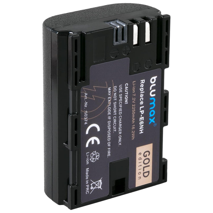 Blumax Gold Akku kompatibel mit Canon LP-E6NH (2250mAh) mit Infochip - NTC-Sensor &amp; V1-Gehäuse - kom