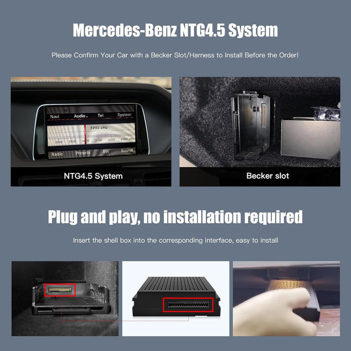 Kabellos CarPlay/Android Auto Adapter Fit für Mercedes Benz A/B/C/E/CLA/GLA/GLK/ML/SLK mit NTG4.5 Sy