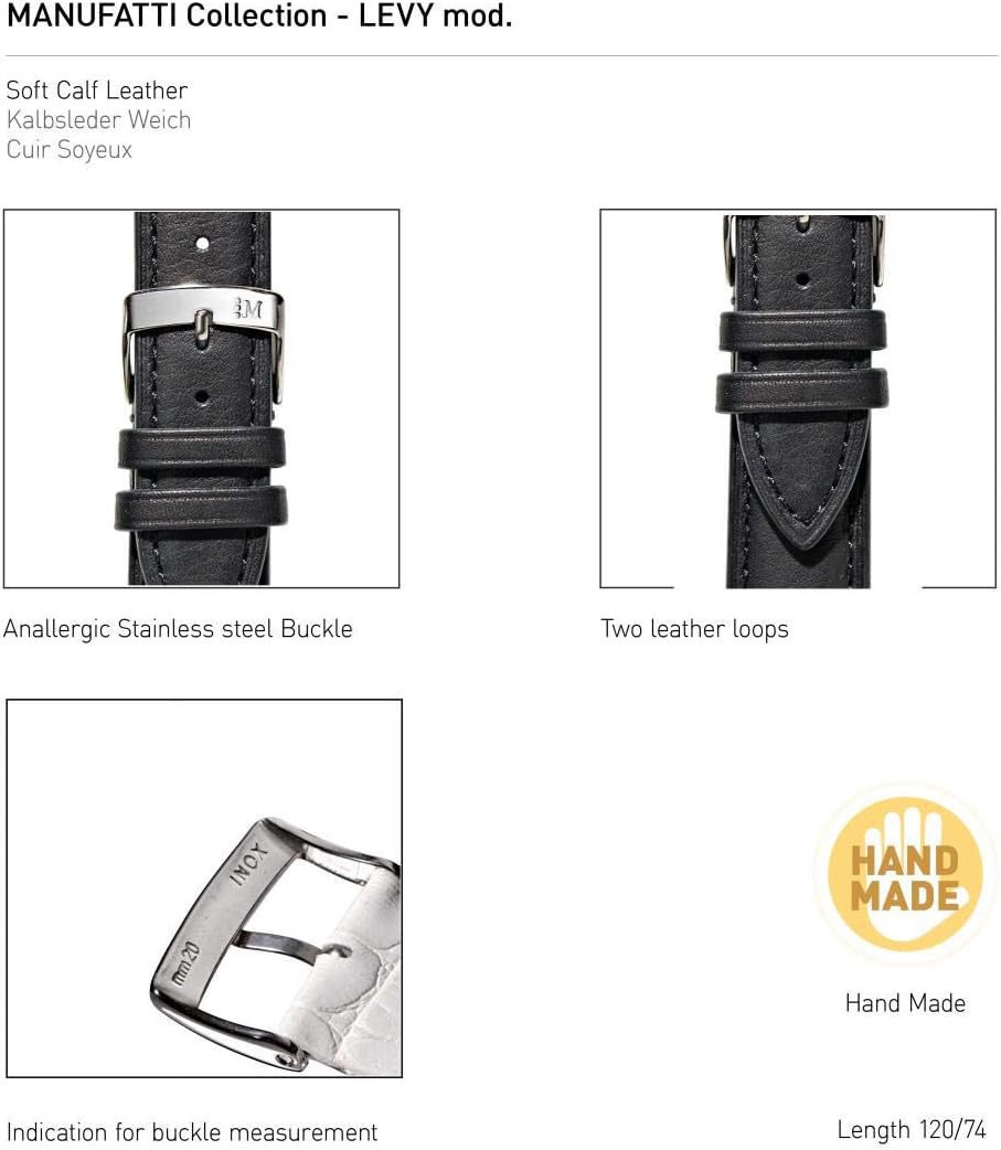 Morellato Unisex-uhrarmband, MANUFATTI Kollektion, mod. LEVY, aus Kalbsleder - A01X5045A61