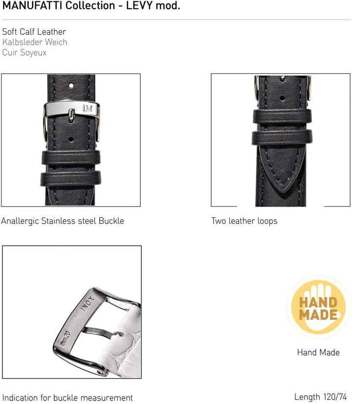 Morellato Unisex-uhrarmband, MANUFATTI Kollektion, mod. LEVY, aus Kalbsleder - A01X5045A61