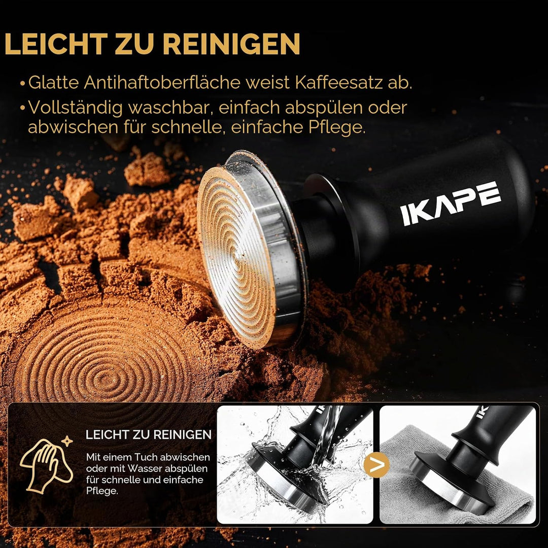 IKAPE 51mm Espresso Tamper, Premium Barista Kaffee Tamper mit kalibrierten Feder belastet, 100% Edel