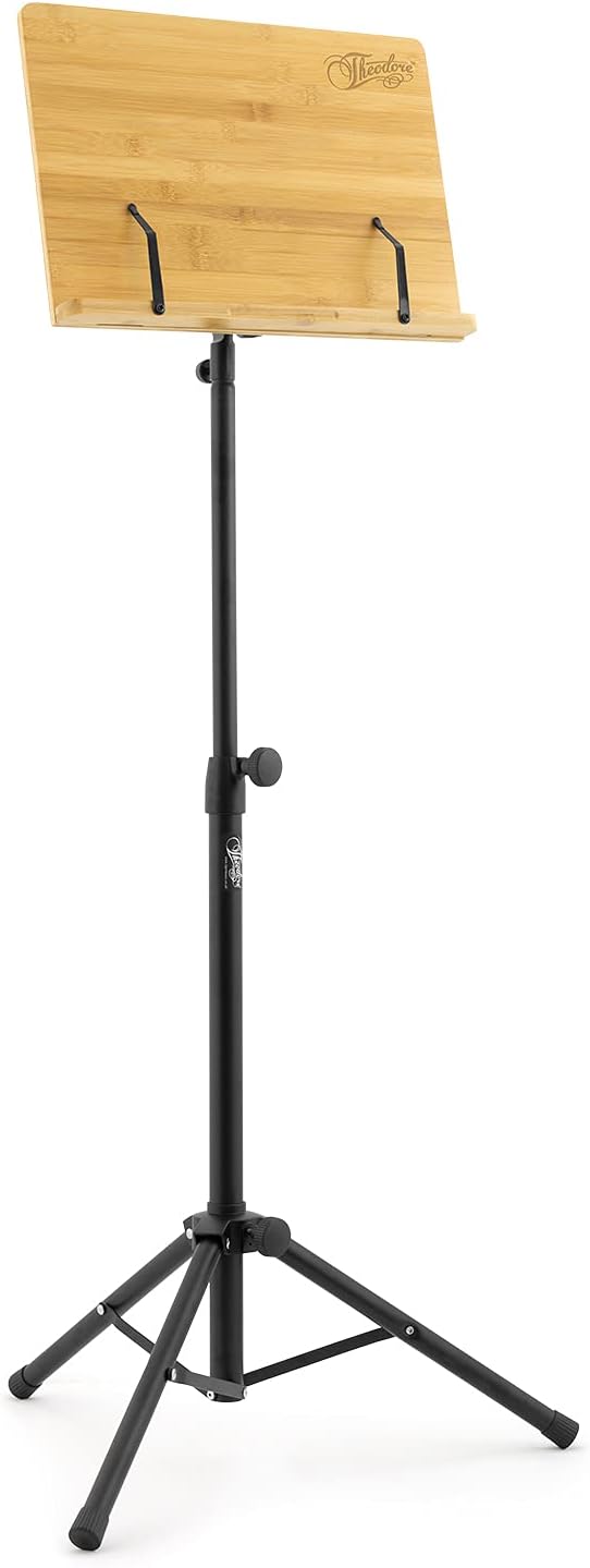 Theodore T-OMS-02 Notenständer – Orchesterpult aus Bambus, mit Stativfuss Bambus Schreibtisch Single