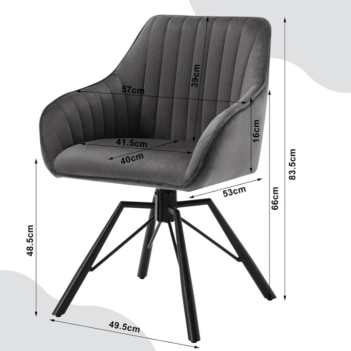 WOLTU 1x Esszimmerstuhl drehbar, Samt Stuhl Esszimmer, Drehstuhl, Küchenstuhl, Sessel Wohnzimmer, Po