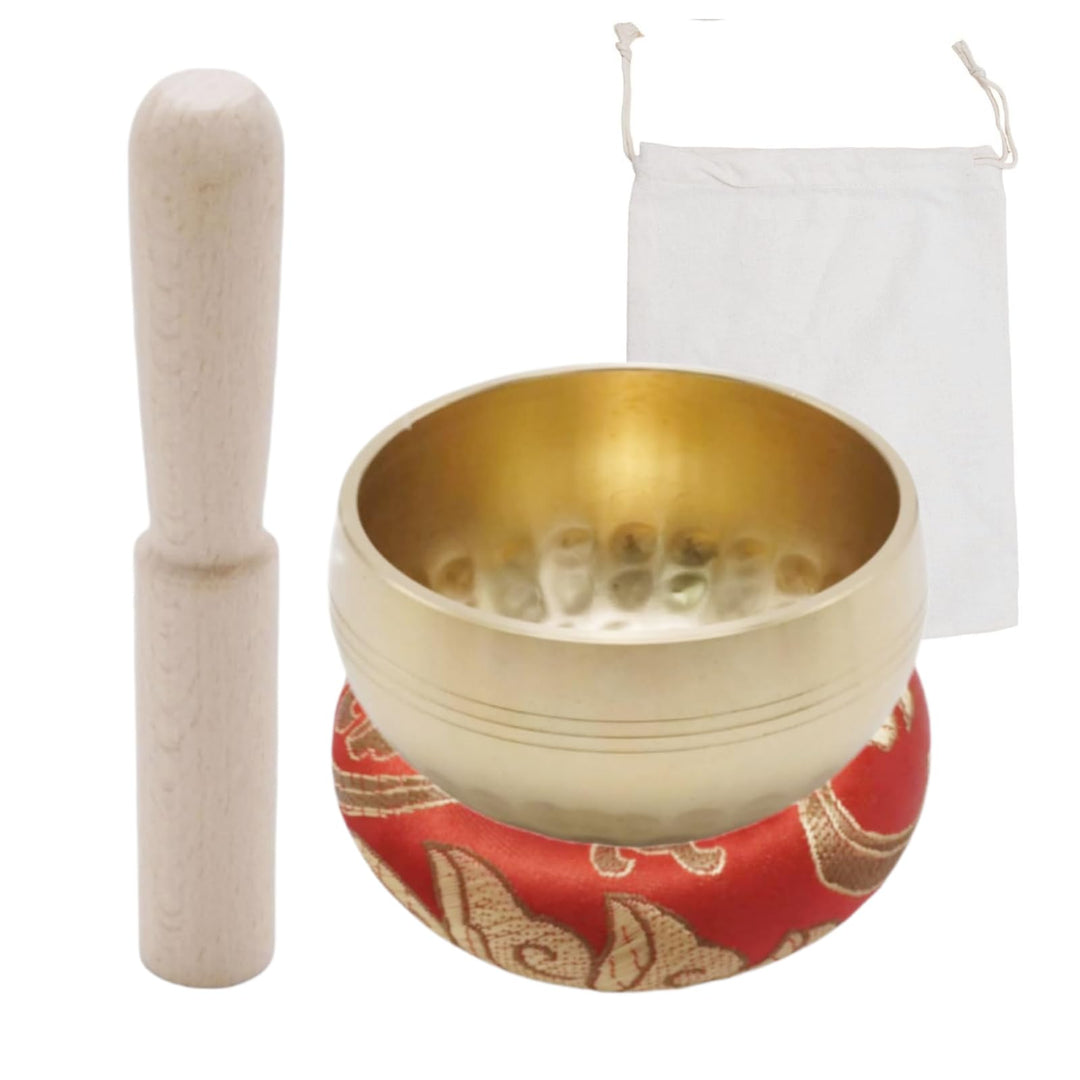 Tibetisches Klangschalen-Set, Durchmesser 8 cm mit einzigartigem Design, einschliesslich Holzschläge
