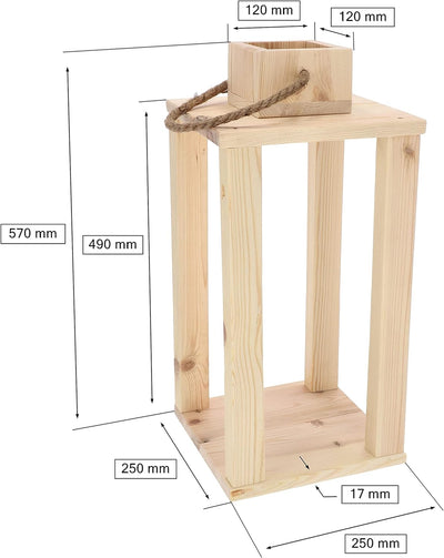 KOTARBAU® Dekorative Laterne aus Holz für Blumen und Kerzen H 490 mm Höhe: 490 Mm, Höhe: 490 Mm