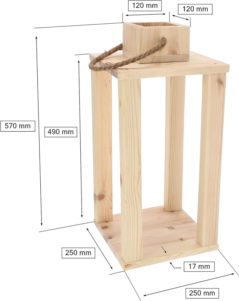 KOTARBAU® Dekorative Laterne aus Holz für Blumen und Kerzen H 490 mm Höhe: 490 Mm, Höhe: 490 Mm