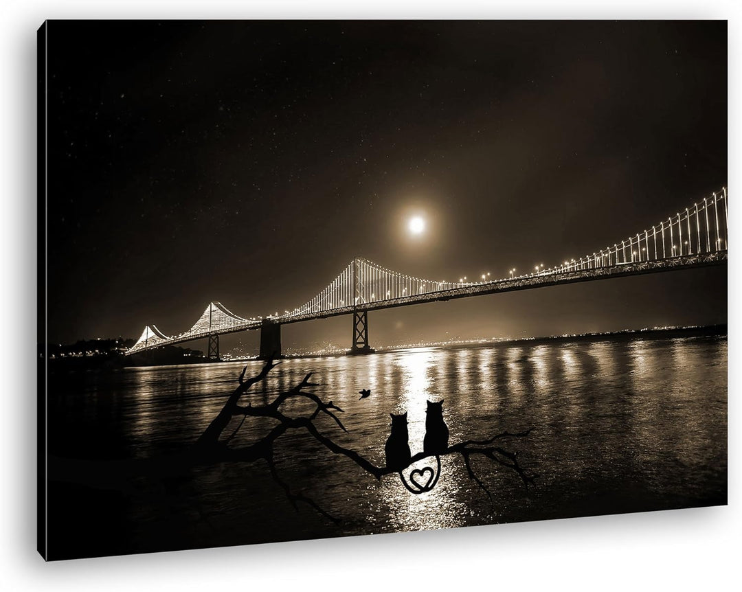 deyoli gigantische Brücke in San Francisco Format: 100x70 Effekt: Sepia als Leinwand, Motiv fertig g