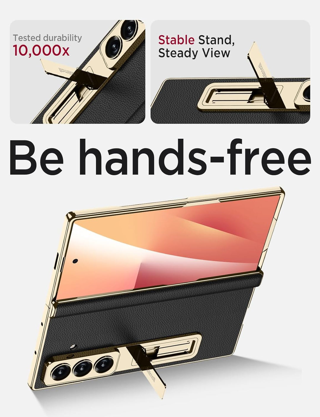 Miimall Lederhülle Kompatibel mit Samsung Galaxy Z Fold 7 Hülle mit Displayschutz+Scharnierschutz, S
