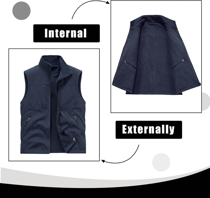 BWBIKE Herren Fleeceweste Doppelseitige Polarfleece Ärmeljacken Plus Velvet Outdoor Winddichte Verdi