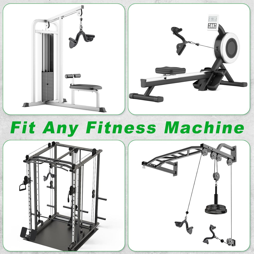 Kipika LAT Pull Down Bars Cable Machine Attachment, Rowing T-bar V-bar Set, Back Strength Training H