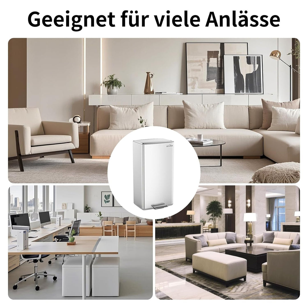 mVm Mülleimer Küche,40 Liter Treteimer,Mülltrennsystem, Abfalleimer Küche mit Inneneimer aus Kunstst