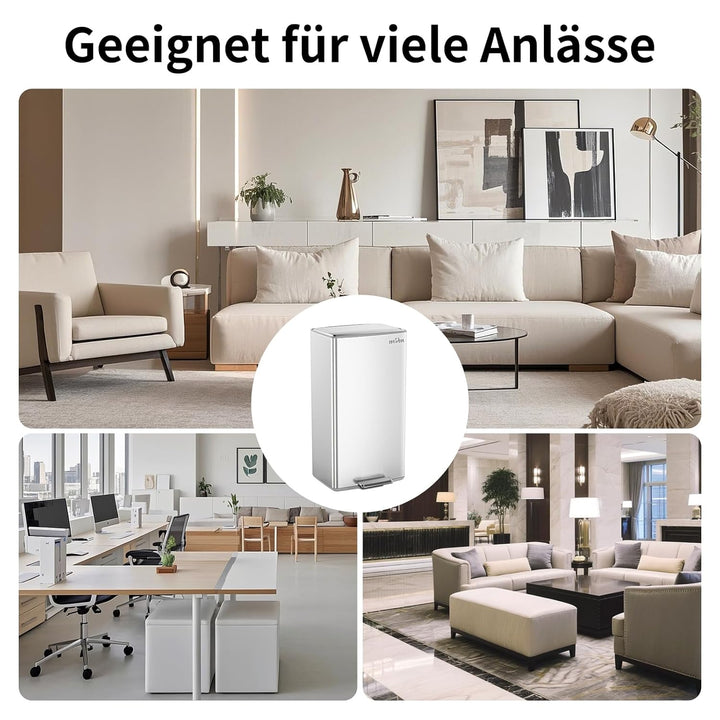 mVm Mülleimer Küche,40 Liter Treteimer,Mülltrennsystem, Abfalleimer Küche mit Inneneimer aus Kunstst