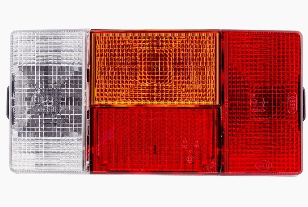 HELLA - Heckleuchte - Glühlampe - 24/12V - Anbau - Lichtscheibenfarbe: rot/gelb - Stecker: Flachstec