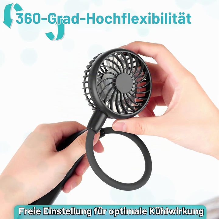 Tragbarer Halsventilator, 2600mAh batteriebetriebener, ultra leiser Freihand-USB-Lüfter mit starkem