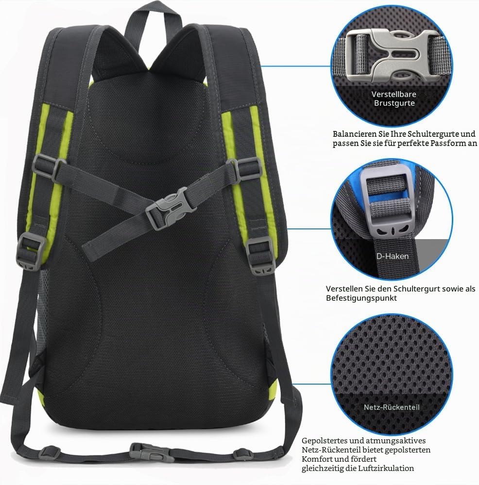 Bseash Kleine Grösse 20L leichte wasserdichte Rucksack, Outdoor Sport Travel Daypack für Radfahren W