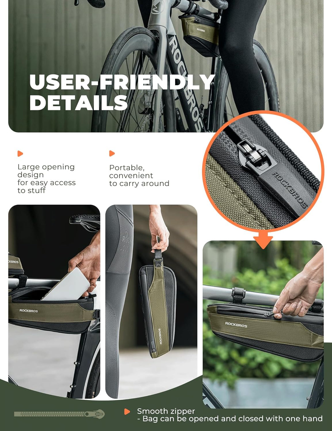 ROCKBROS Fahrradtasche Reflektierende Rahmentasche Werkzeugtasche Fahrradzubehör Grosse Kapazität vo