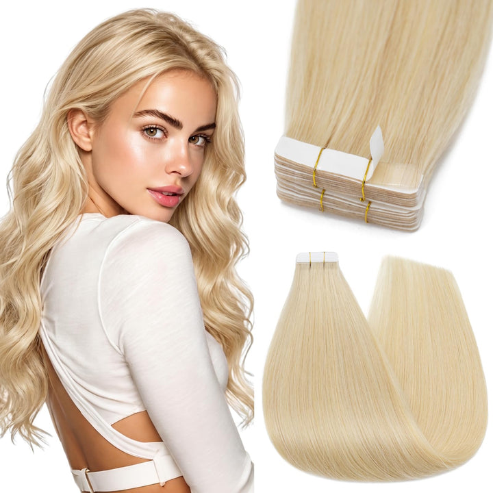 Silk-co Tape Extensions Echthaar 10stk, Remy Tape in Extensions Haarverlängerung, Skin Weft Echthaar