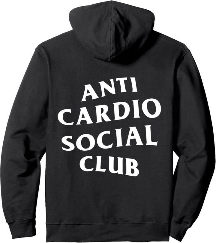 Anti Cardio Social Club: White Logo (Front + Back Design) Pullover Hoodie