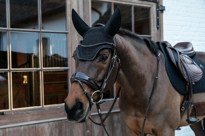 Kentucky Horsewear Wellington Glitter Soundless Fliegenohren, Grösse:WB, Farbe:schwarz WB schwarz, W