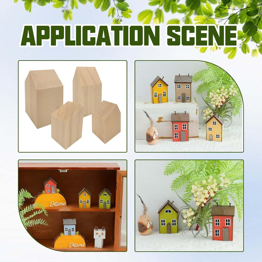 14er Set Dekohäuschen zum Hinstellen und Bemalen DIY Haus Deko Figuren aus Holz Holzhaus Holzhäuser