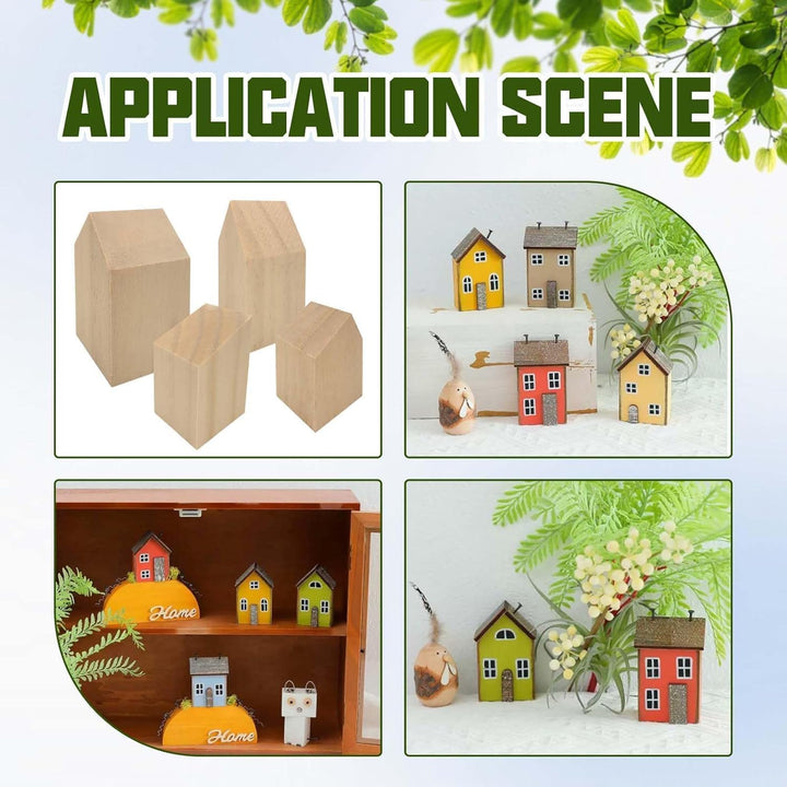 14er Set Dekohäuschen zum Hinstellen und Bemalen DIY Haus Deko Figuren aus Holz Holzhaus Holzhäuser