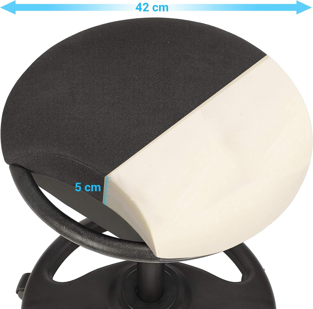 SONGMICS Bürohocker, ergonomischer Arbeitshocker, Rollhocker, Drehstuhl auf Rollen, extra grosser Si